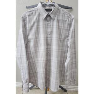 Nick Graham LS Shirt Size Medium White/Grey Plaid Button-up